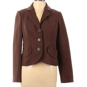 Studio M Blazer Career Brown Textured Knit Long Sleeves Size 10